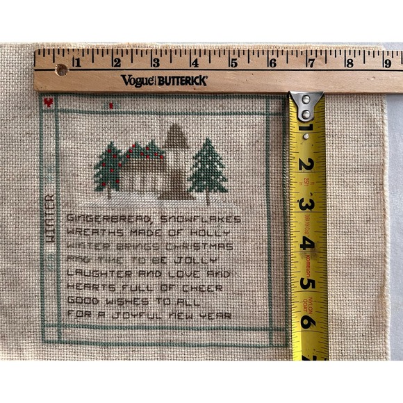 Crossstitch Winter Scene 6 1/2 inches by 6 1/2 inches pic area - Picture 6 of 6